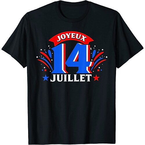 

Inspired by 14 Juillet 2022 Fête Nationale Française Vive La France Tricolore Française T-shirt Souvenir 100% Polyester Anime Classic Street Style T-shirt For Men's / Women's / Couple's
