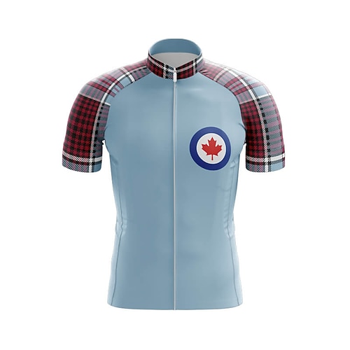 

21Grams Men's Cycling Jersey Short Sleeve Bike Top with 3 Rear Pockets Mountain Bike MTB Road Bike Cycling Breathable Quick Dry Moisture Wicking Reflective Strips Blue Plaid Checkered Canada