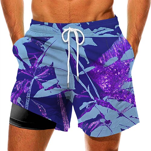 

Men's Swim Trunks Swim Shorts Quick Dry Board Shorts Bathing Suit with Pockets Compression Liner Drawstring Swimming Surfing Beach Water Sports Floral Summer