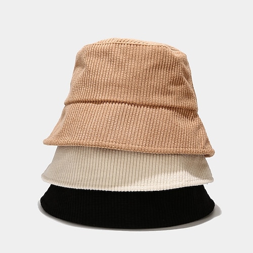 

Fall Winter Classic Corduroy Bucket Hat Outdoor Panama Harajuku Style Fishing Bucket Hats For Female Male Unisex Casual Solid Cap