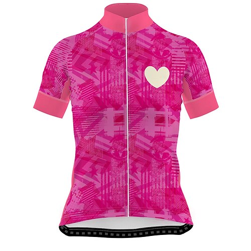 

21Grams Women's Short Sleeve Cycling Jersey Bike Jersey Top with 3 Rear Pockets Mountain Bike MTB Road Bike Cycling Breathable Quick Dry Moisture Wicking Violet Heart Geometic Spandex Polyester Sports