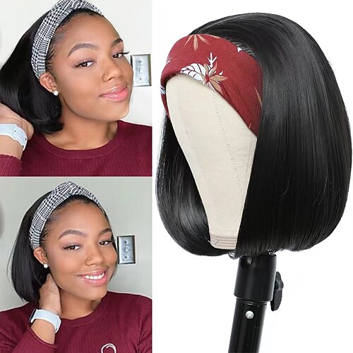 

Headband Wig Human Hair Bone Straight Glueless Full Machine Made Peruvian Human Hair Wigs For Black Women