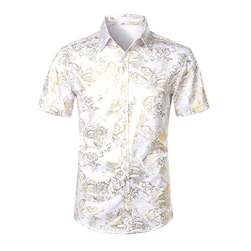

Men's Shirt Floral Graphic Patterned Turndown Street Casual Button-Down Print Short Sleeve Tops Casual Fashion Breathable Green White Blue / Summer