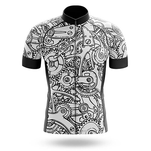 

21Grams Men's Cycling Jersey Short Sleeve Bike Jersey Top with 3 Rear Pockets Mountain Bike MTB Road Bike Cycling Breathable Quick Dry Moisture Wicking Reflective Strips Black Gear Polyester Spandex