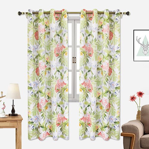 

1 Panel Floral Printed Blackout Curtains Thermal Insulated Window Curtains for Bedroom,Grommet Window Treatment Curtain, Light Blocking Drapes for Living Room