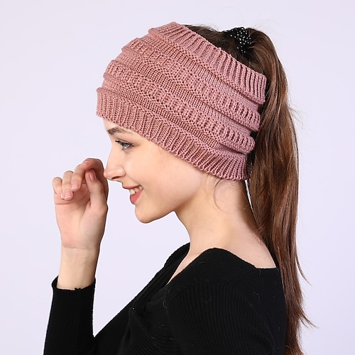 

Women's Slouchy Beanie Hat Outdoor Office Daily Geometry Pure Color Knit Sweet Warm 1 pcs