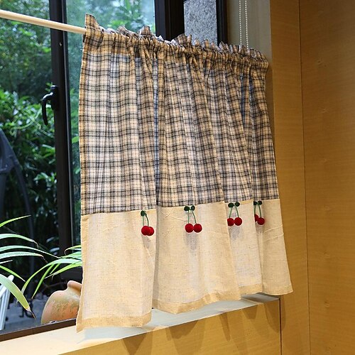 

Valance Rod Pocket Tier Curtain Farmhouse, Kitchen Living Room Window Tier Curtain Farmhouse,Door Curatin, Girls Bedroom Cascade