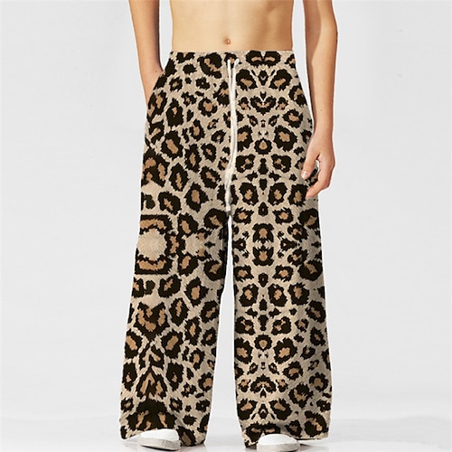 

Kids Boys Pants Leopard Active Drawstring Outdoor 3-10 Years Spring Brown