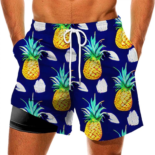 

Men's Swim Trunks Swim Shorts Quick Dry Board Shorts Bathing Suit with Pockets Compression Liner Drawstring Swimming Surfing Beach Water Sports Fruit Summer