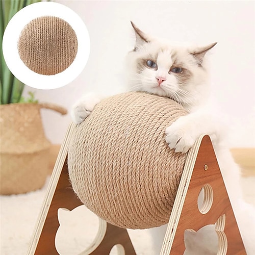 

Cat Scratcher Wooden Cat Scratching Ball Cat Grinding Claw Hand Wrapped Sisal Rope Cat Climbing Frame Y