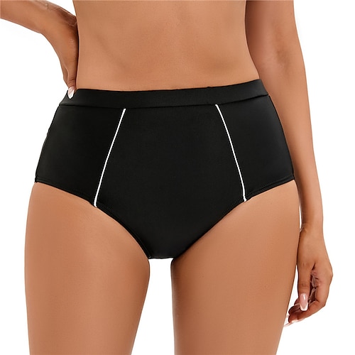 

Mulheres Roupa de Banho Cobertura Shorts de natação Normal roupa de banho Cintura elástica Cintura alta Cor imaculada Preto Fatos de banho Esportivo Neutra Casual / Férias / Moderno / novo