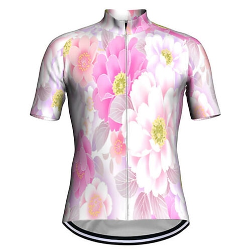 

21Grams Women's Short Sleeve Cycling Jersey Bike Top with 3 Rear Pockets Mountain Bike MTB Road Bike Cycling Breathable Quick Dry Moisture Wicking Rosy Pink Floral Botanical Spandex Polyester Sports