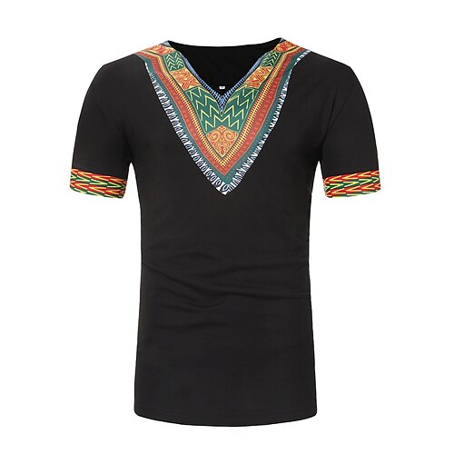 

Adultes Homme Impression africaine Dashiki Manches Ajustées Tenues Africaines Modernes Pour Soirée Polyester Mascarade Tee-shirt