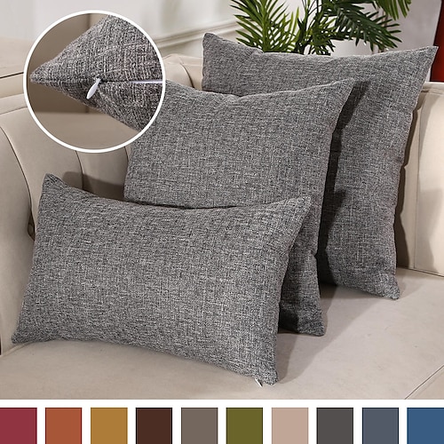 

PillowCase High Quality Cotton Solid Color Simplicity Pillowcases Modern Sample Room Faux Linen Cushion Cover Patio Throw Pillow Covers for Garden Farmhouse Bench Couch