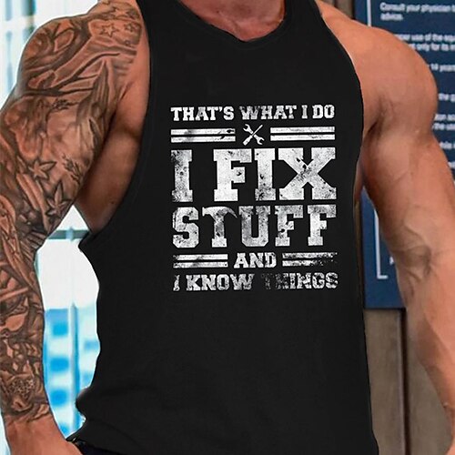 

Hombre Camiseta sin mangas Top Camisetas Interiores Camisa sin mangas Graphic Letra Escote Redondo Estampado en caliente Calle Casual Sin Mangas Estampado Ropa Deportes Moda Casual Cómodo