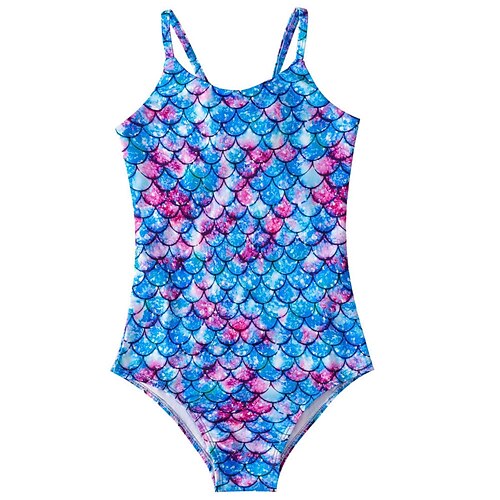 

Kids Girls' One Piece Swimwear Bikini Color Block Cute Print Bathing Suits 2-8 Years Spring Blue