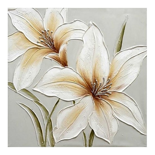 

Handmade Hand Painted Oil Painting Wall Art White Flower Home Decoration Decor Rolled Canvas No Frame Unstretched