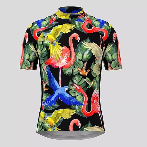 

21Grams Men's Cycling Jersey Short Sleeve Bike Top with 3 Rear Pockets Mountain Bike MTB Road Bike Cycling Breathable Quick Dry Moisture Wicking Reflective Strips Black Bird Floral Botanical