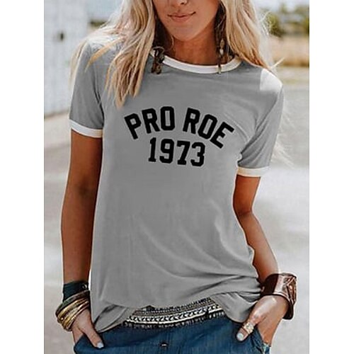 

Women's Vote Ruthless Pro Roe 1973 Feminist Daily T shirt Tee Short Sleeve Print Round Neck Basic Essential Tops Gray S