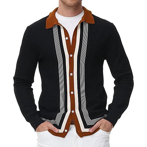 

Men's Shirt Overshirt Shirt Jacket Striped Turndown Black Long Sleeve Outdoor Street Braided Button-Down Tops Basic Fashion Casual Breathable Fall