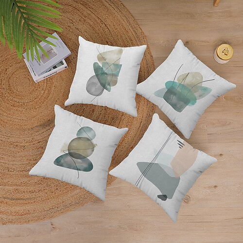 

Cushion Cover 4PC Linen Soft Decorative Square Throw Pillow Cover Cushion Case Pillowcase for Sofa Bedroom 45 x 45 cm (18 x 18 Inch) Superior Quality Mashine Washable