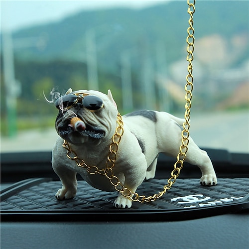 

StarFire New Fashion Funny Cute Pitbull Dog Car Interior Decoration Auto Dashboard Ornament Home Accessories No Base