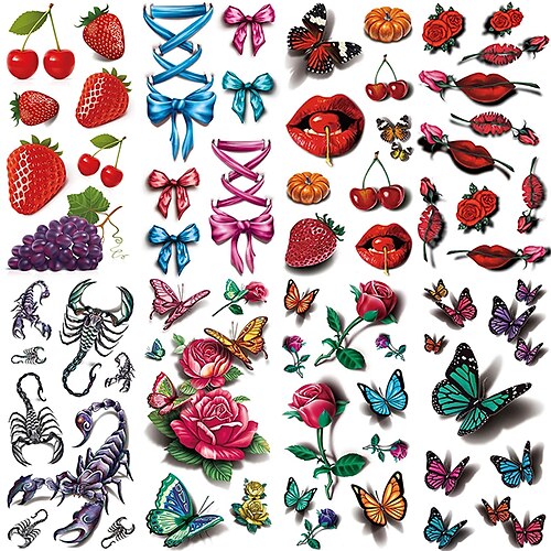 

8 pcs New Sexy Body Art 3D Temporary Tattoo Sticker Red Lip Rose Design Water Transfer Fake Tattoos Sexy Men Women Arm Leg Tatoo G3D35