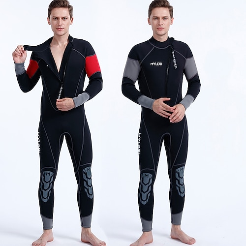 

MYLEDI Men's Full Wetsuit 3mm SCR Neoprene Diving Suit Thermal Warm UV Sun Protection Windproof Stretchy Long Sleeve Full Body Front Zip Knee Pads - Swimming Diving Surfing Scuba Patchwork Spring