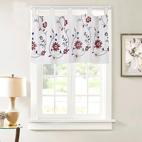 

Floral Pattern Kitchen Curtain 1 Panel Short Window Curtain Tap Top