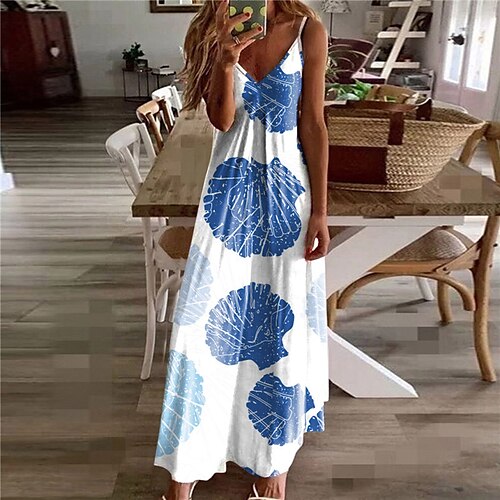 

Women's Casual Dress Swing Dress Slip Dress Long Dress Maxi Dress Green Blue Pink Sleeveless Floral Backless Spring Summer Spaghetti Strap 2022 S M L XL XXL