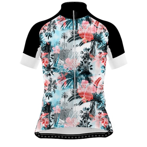 

21Grams Women's Short Sleeve Cycling Jersey Bike Jersey Top with 3 Rear Pockets Mountain Bike MTB Road Bike Cycling Breathable Quick Dry Moisture Wicking Red Blue Floral Botanical Spandex Polyester