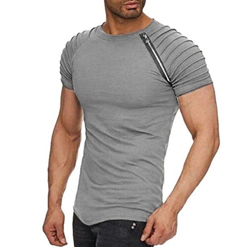 

Men's T shirt Tee Solid Color Crew Neck Army Green Navy Blue Gray White Black Street Casual Short Sleeve Zipper Clothing Apparel Fashion Classic Comfortable Big and Tall / Summer / Summer / Sports