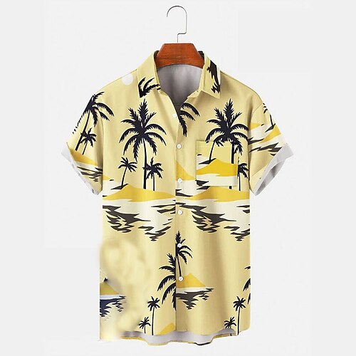 

Kids Boys Shirt Short Sleeve 3D Print Coconut Tree Button Green Purple Pink Children Tops Spring Summer Active Fashion Daily Daily Outdoor Regular Fit 3-12 Years
