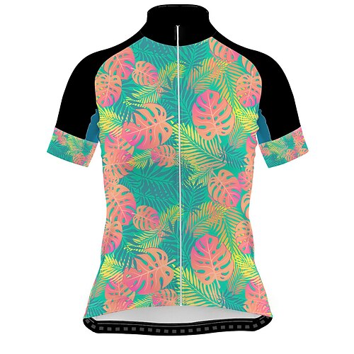 

21Grams Women's Short Sleeve Cycling Jersey Bike Jersey Top with 3 Rear Pockets Mountain Bike MTB Road Bike Cycling Breathable Quick Dry Moisture Wicking Blue Black Floral Botanical Spandex Polyester