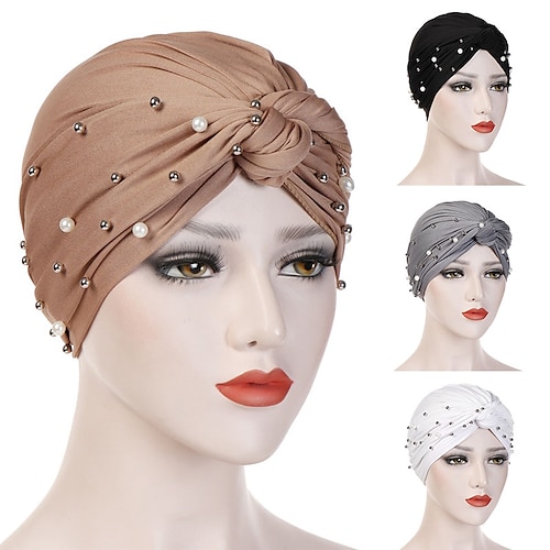 

Muslim Cotton Turban Cap Hijab Bonnet Arab Wrap Head Turbans For Women Indian African Turbans Twist Headband Solid Color Turbante