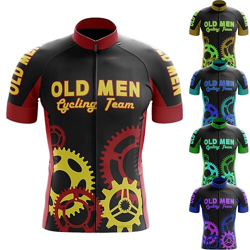 

21Grams Men's Cycling Jersey Short Sleeve Bike Top with 3 Rear Pockets Mountain Bike MTB Road Bike Cycling Breathable Quick Dry Moisture Wicking Reflective Strips Black Green Purple Gear Polyester