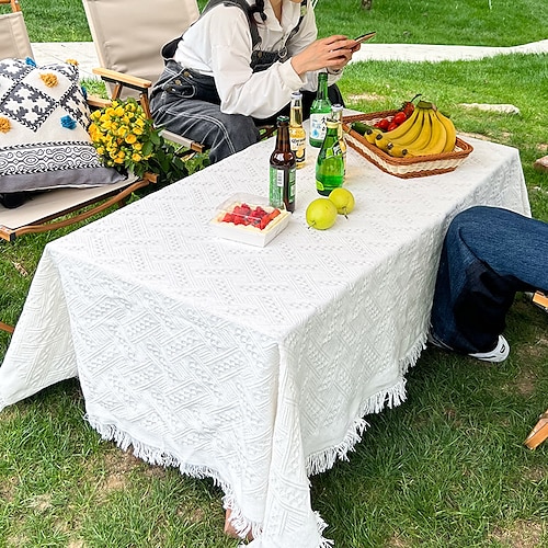 

Rectangular outdoor picnic tablecloth anti-ironing tea table cloth advanced sense camping decorative tablecloth