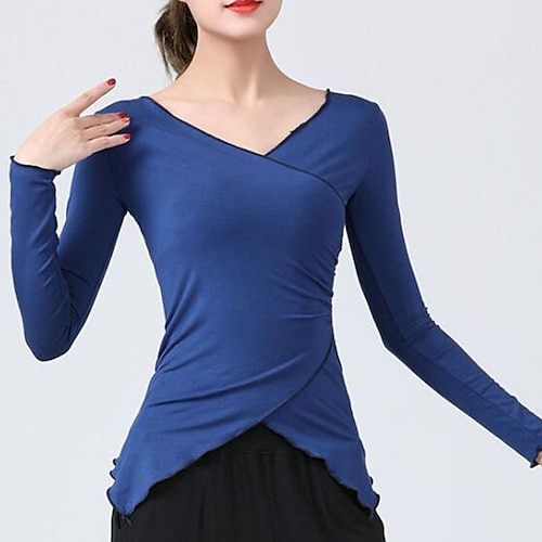 

Ballroom Dance Activewear Top Solid Women's Training Performance Long Sleeve Modal