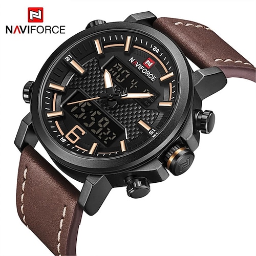 

NAVIFORCE Quartz Watch for Men Analog Quartz Stylish Stylish Waterproof Alloy PU Leather Fashion