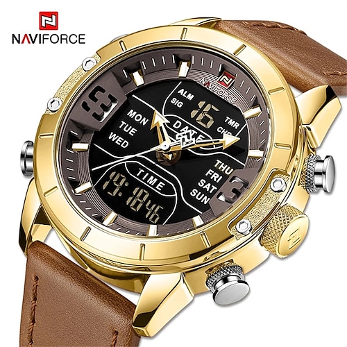 

NAVIFORCE Quartz Watch for Men Analog Quartz Stylish Stylish Formal Style Waterproof Alarm Clock Alloy PU Leather Fashion