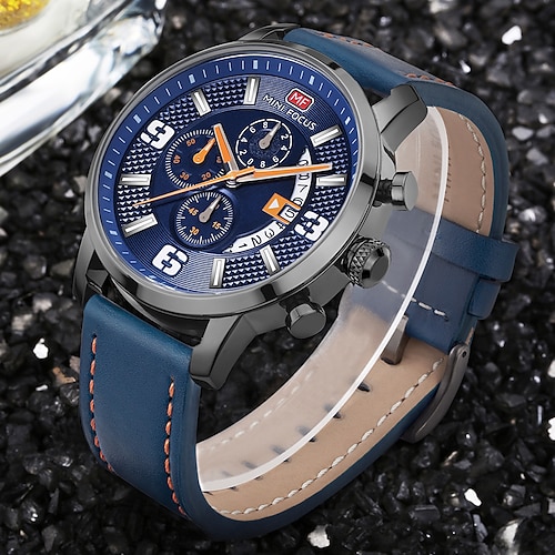 

MINI FOCUS Montre Montres à quartz pour Hommes Analogique Quartz Sportif Mode mode Style formel Imperméable Calendrier Faux trois yeux six aiguilles Alliage Cuir Des sports Mode