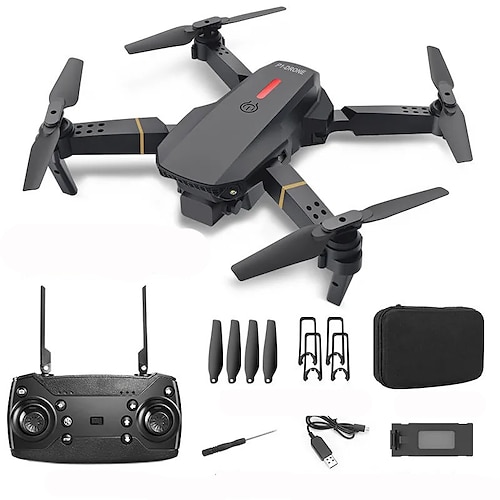

360 Four-way obstacle avoidance folding UAV Aircraft Four-axis toy Remote control aircraft E88- Black without camera