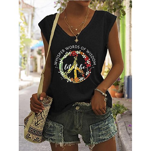 

Women's Tank Top Green Blue Pink Graphic Text Sleeveless Casual Daily Basic V Neck Regular Cotton Whisper Words Of Wisdom S