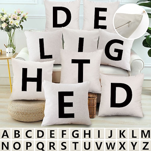 

Alphabet Double Side Cushion Cover 1PC Soft Decorative Square Throw Pillow Cover Cushion Case Pillowcase for Bedroom Livingroom Superior Quality Machine Washable Indoor Cushion for Sofa Couch Bed Chair