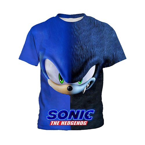 

Kids Boys T shirt Tee Sonic Short Sleeve 3D Print Graphic Patterned Crewneck Black Royal Blue Light Blue Children Tops Spring Summer Active Daily Outdoor Regular Fit 4-12 Years