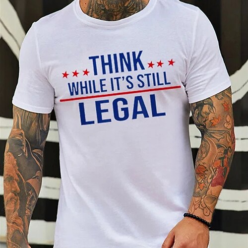 

Men's T shirt Tee Hot Stamping Letter Round Neck Street Daily Print Short Sleeve Tops Casual Fashion Comfortable White Black Gray / Summer / Summer / Beach