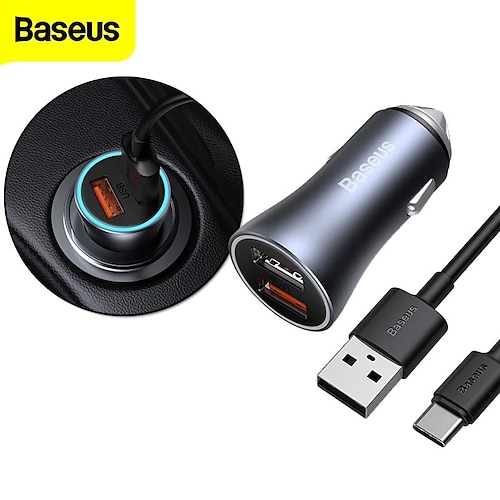 

Baseus PD 20W Car Charger USBTYPE-C Fast USB Charger Set with Type-C 5A 1m Data Cable