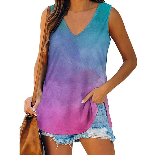 

Women's V-Neck Sleeveless Slit Vest