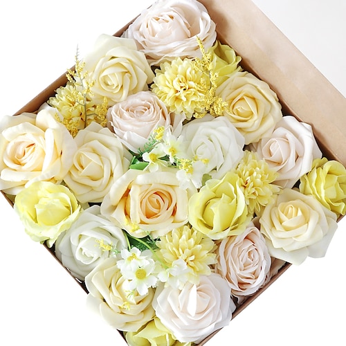 

Simulation Flower Boxed Wedding Party Birthday Gift Flower Box Diy Wedding Bride Holding Flowers Yellow