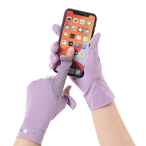 

Sunscreen Gloves Men's And Women's Thin Quick-drying Couple Driving Non-slip Breathable Summer Cycling Elastic Breathable Leak Two-finger Ice Silk